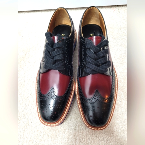 Prada Burgundy Black Platform Brogue Trim Oxford, size EUR 34.5, US 4.5 - Picture 7 of 8